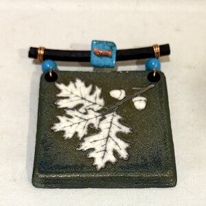 Jeremy Diller New Age People Raku Pottery Dreamcatcher Tile Oak Signed NIB